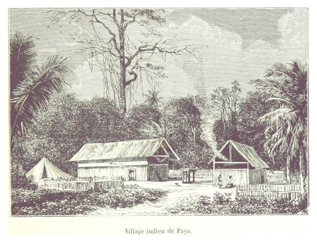 Luftaufnahme eines ländlichen Dorfes in den Philippinen mit Häusern, Bäumen und Vegetation unter dem Himmel, mit Text unten.