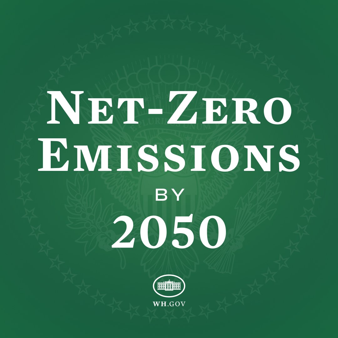 Weißer, fetter Text auf einem grünen Hintergrund, der "netto-null-Emissionen bis 2050" liest.