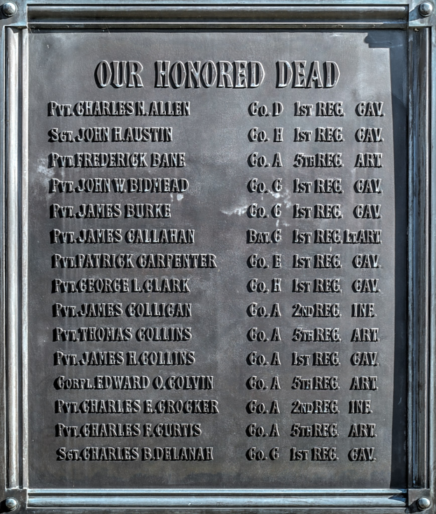 Eine metallene Gedenktafel an der Außenseite eines Gebäudes mit der Inschrift "Unsere Ehrenvollen Toten".