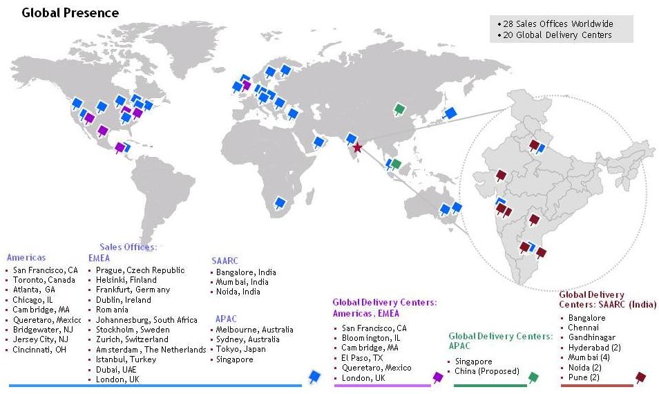 Weltkarte mit markierten Standorten, die globale Lieferzentren anzeigen, begleitet von beschreibendem Text.