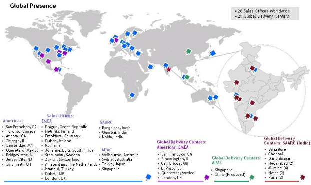 Weltkarte mit markierten Standorten, die globale Lieferzentren anzeigen, begleitet von beschreibendem Text.