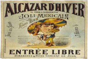 Plakat für ein mexikanisches Konzert mit einem Mann in Hut, mit Veranstaltungstext.