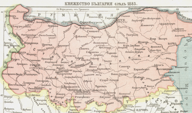 Eine historische Karte der Ukraine aus dem Jahr 1885, die das Ausmaß des Russischen Reichs zeigt und mit Text und numerischen Daten gefüllt ist.