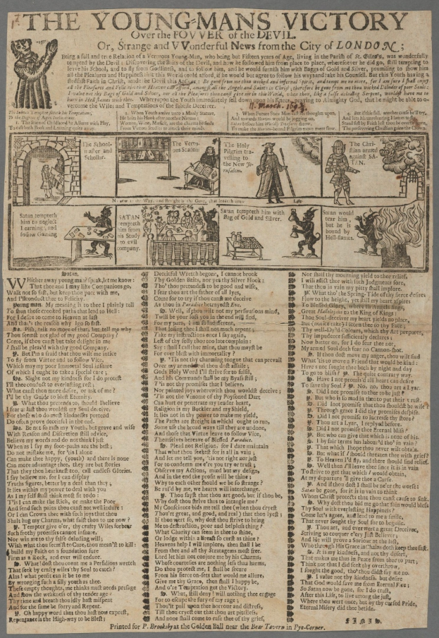 Ein Siegesschild mit fetter Schrift und detaillierten Illustrationen von entschlossenen jungen Männern.